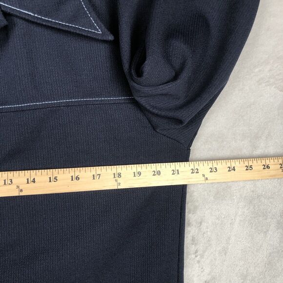 VTG MONTGOMERY WARD Jacket Sz L (42") Blue Pointy Collar USA 70s Pockets Button - Picture 10 of 16